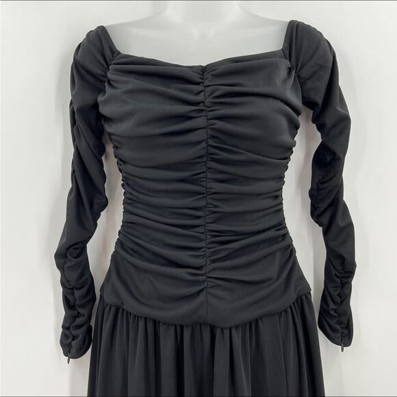 TANYA TAYLOR Marla Ruched Maxi Fit and Flare Dress Off Shoulder Long Sleeve NEW - Picture 8 of 16